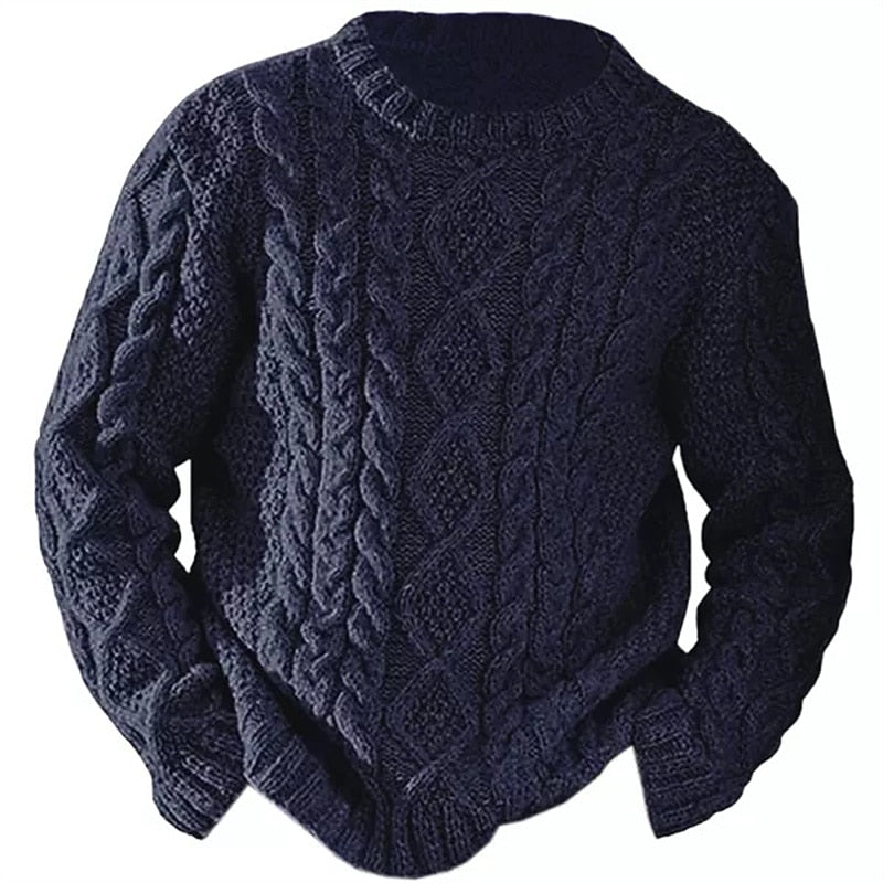 Elliston | Cable Knit Crew Neck Sweater – styled view