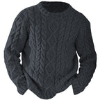 Elliston | Cable Knit Crew Neck Sweater – styled view