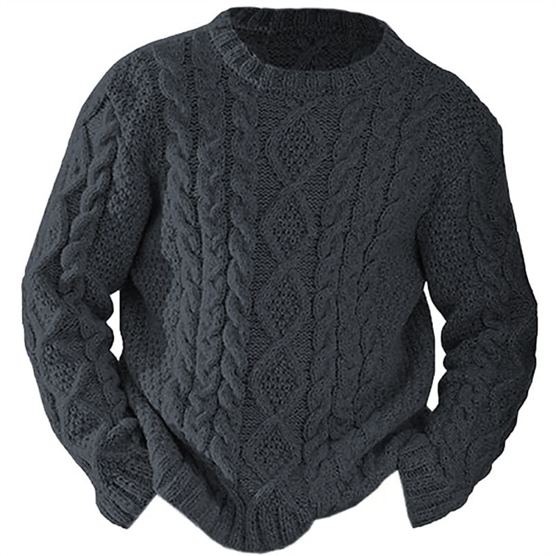 Elliston | Cable Knit Crew Neck Sweater – styled view