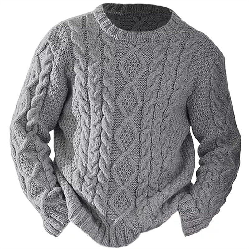 Elliston | Cable Knit Crew Neck Sweater – styled view