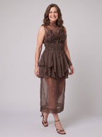 Elodie | One-Shoulder Tiered Ruffle Maxi Dress by Vera Noir – side view