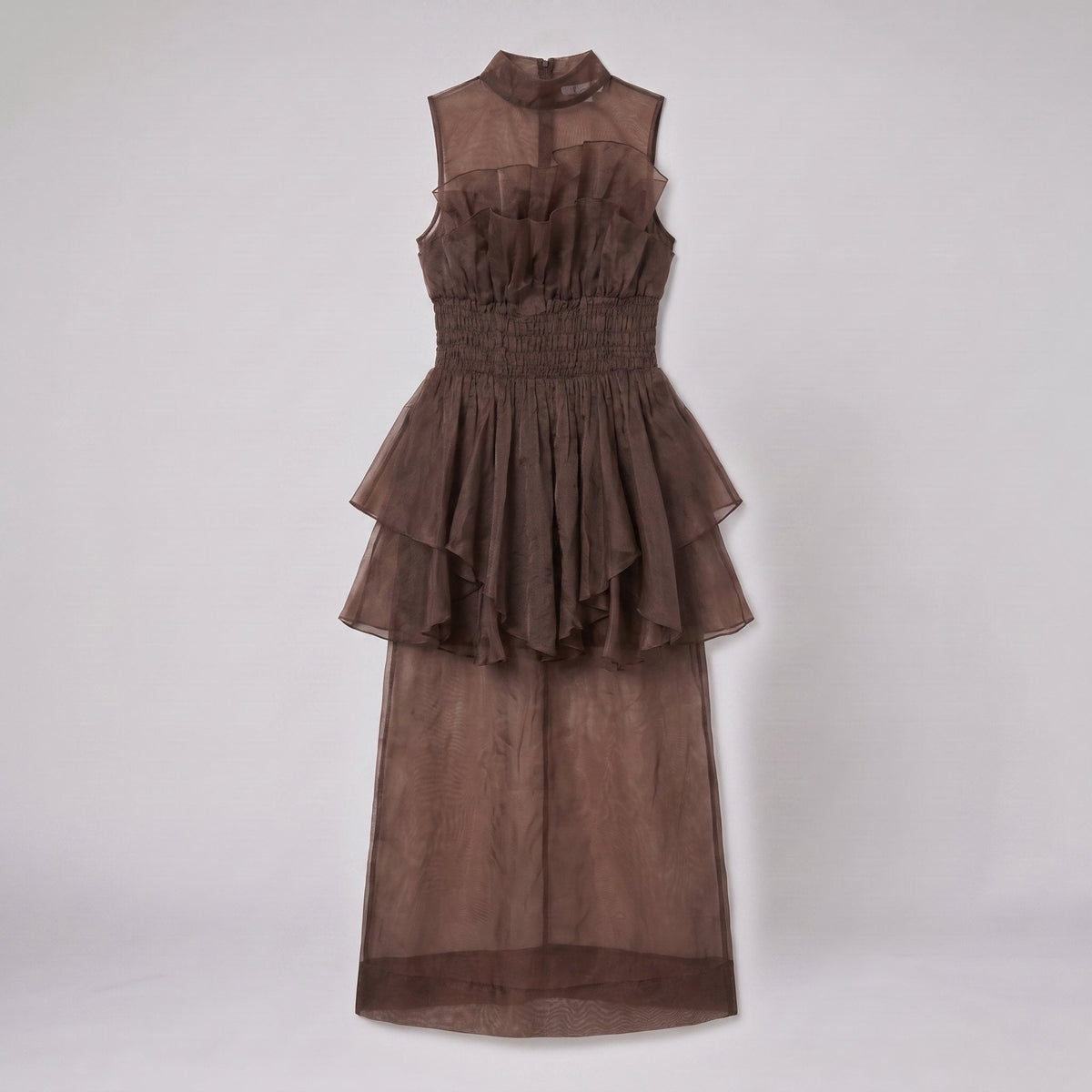 Elodie | One-Shoulder Tiered Ruffle Maxi Dress by Vera Noir – detail view