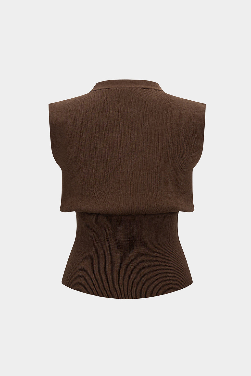 Elsa Sleeveless Knit Vest Top with Gold Clasp by Vera Noir – detail view