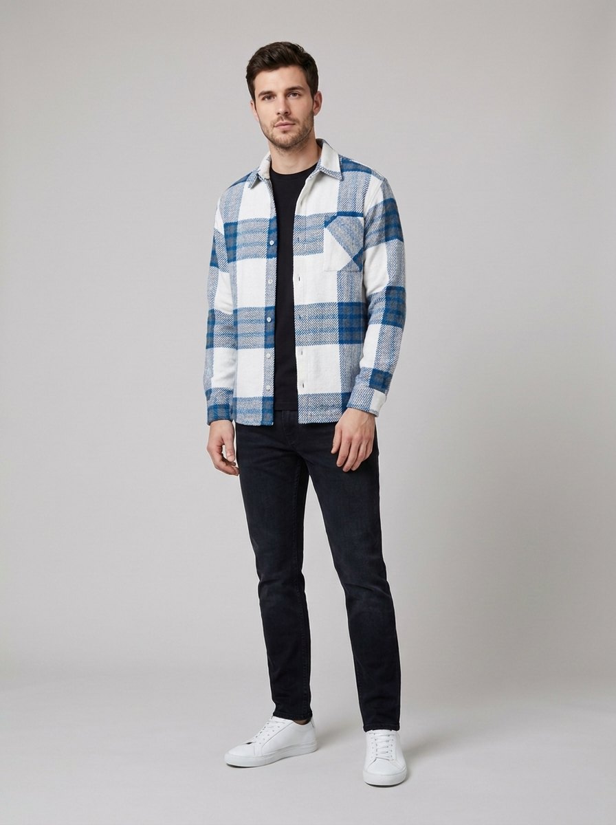Elysian check flannel winter shirt, blue check