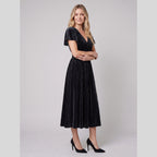Emeraude | Ribbed Velvet Midi Dress by Vera Noir – in black