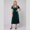 Emeraude | Ribbed Velvet Midi Dress by Vera Noir – in dark green