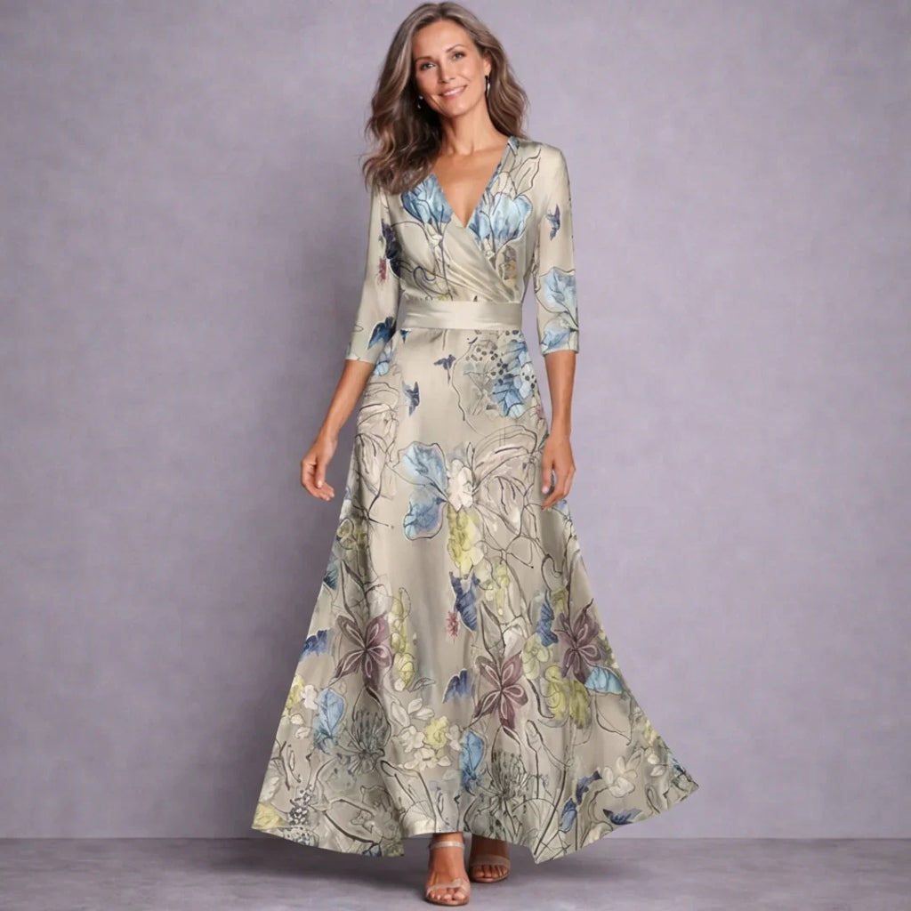 Emilia Elegant Mid Sleeve Floral Maxi Dress by Vera Noir – image 2
