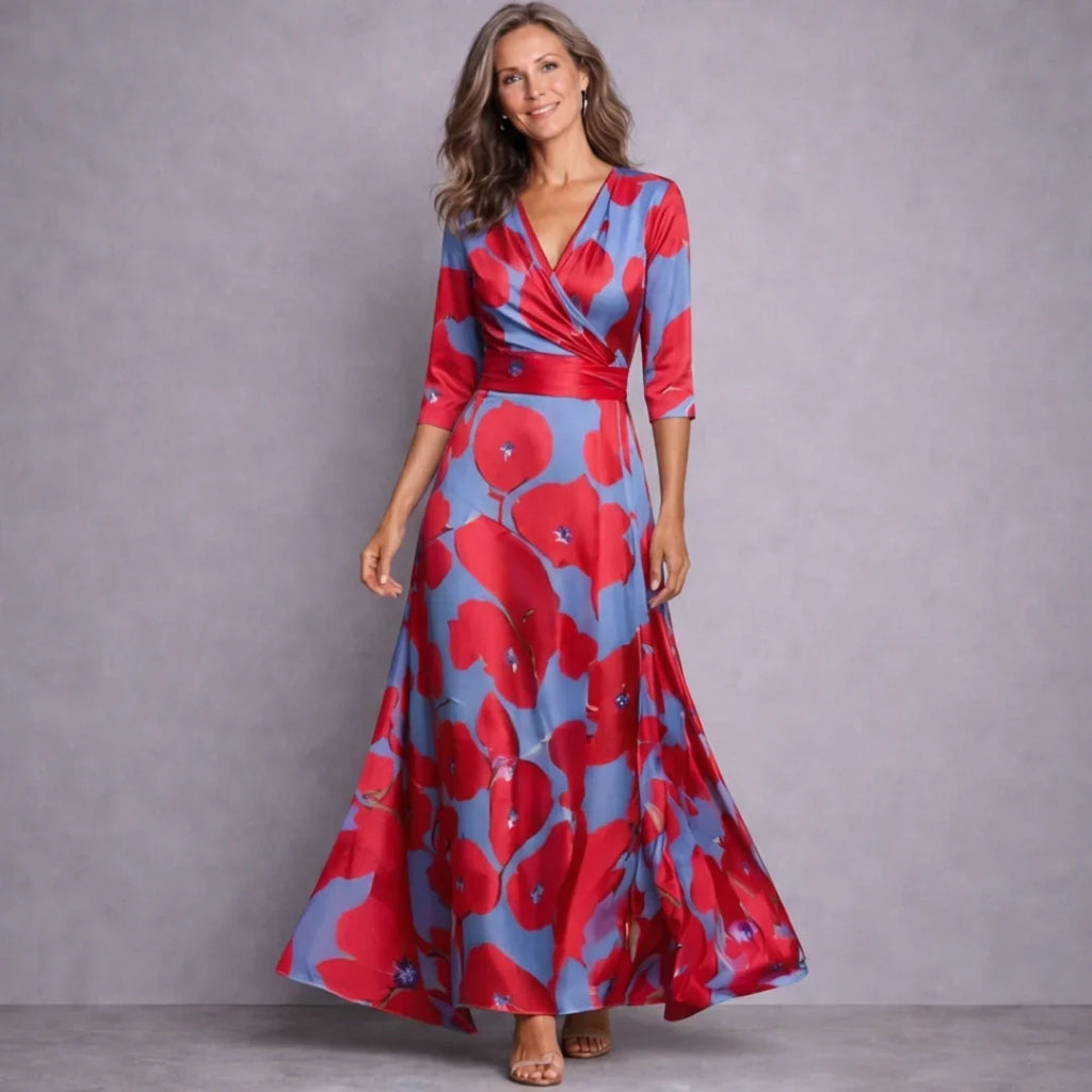 Emilia Elegant Mid Sleeve Floral Maxi Dress by Vera Noir – image 3