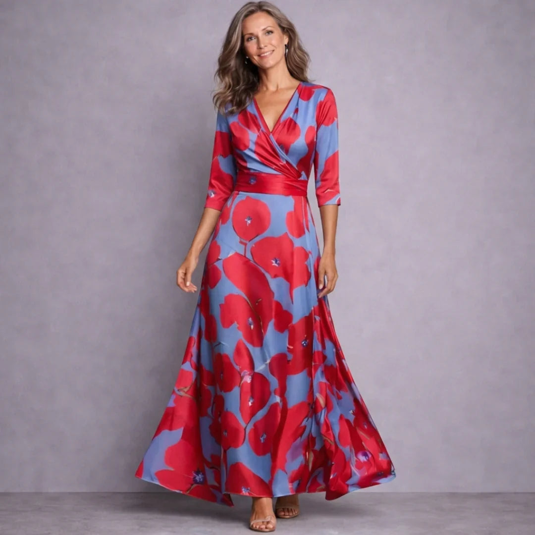 Emilia Elegant Mid Sleeve Floral Maxi Dress by Vera Noir – image 3