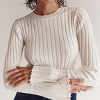 Enid Ruffle Knit Long Sleeve Shirt by Vera Noir – front view