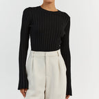 Enid Ruffle Knit Long Sleeve Shirt by Vera Noir – sleeve ruffle detail