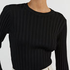 Enid Ruffle Knit Long Sleeve Shirt by Vera Noir – styled view