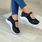Estella Cushioned Strap Sneakers – styled view