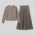 Estrid | Pullover and Pleated Skirt Set – flat lay view