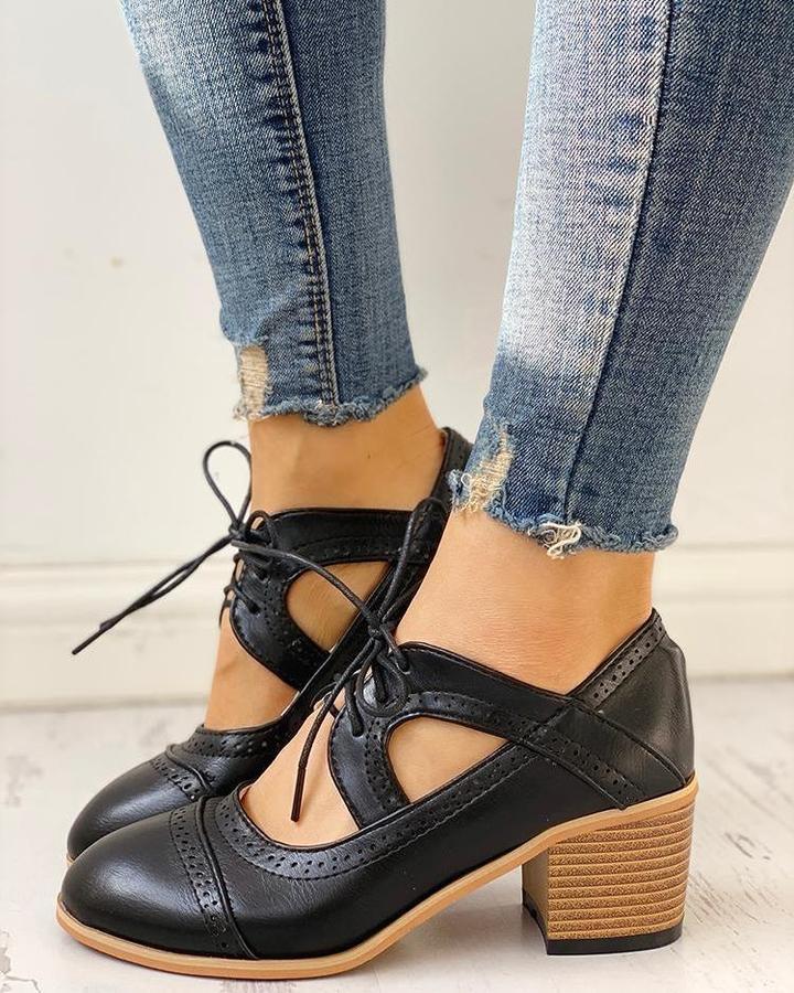 Evalyn Heeled T-Strap Shoes – side view