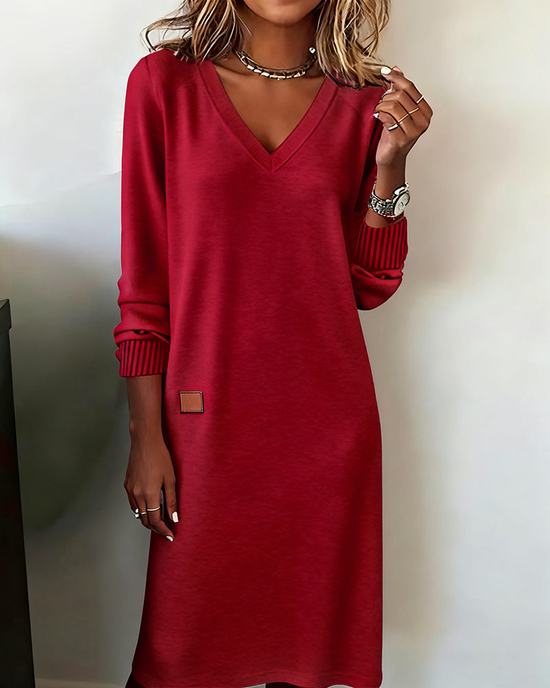 Eveliss V-neck midi knit dress, back view