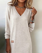 Eveliss V-neck midi knit dress, side view