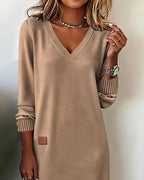 Eveliss V-neck midi knit dress, styled look