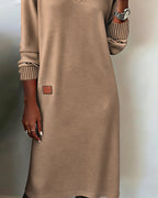 Eveliss V-neck midi knit dress, fabric detail