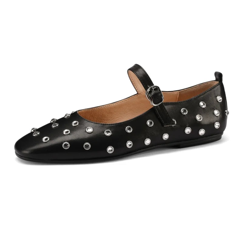 Evelyna Studded Mary Janes – side view