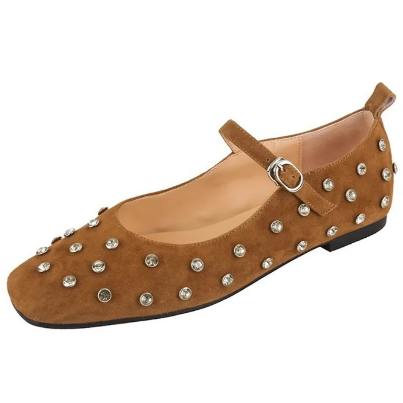 Evelyna Studded Mary Janes – side view