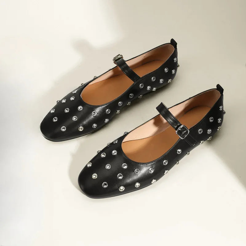 Evelyna Studded Mary Janes – front view