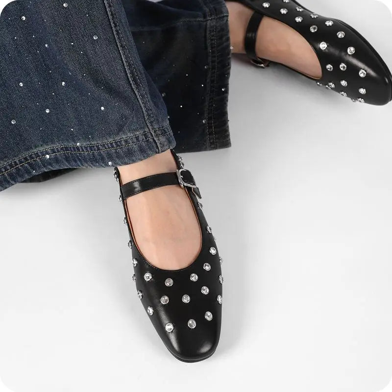Evelyna Studded Mary Janes – styled view