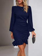Fayrissia Elegant Dress with Puff Sleeves – front view