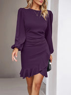 Fayrissia Elegant Dress with Puff Sleeves – close-up
