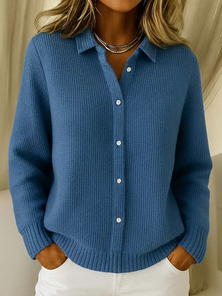 Fiora Chic Comfort Cardigan by Vera Noir – button-front detail