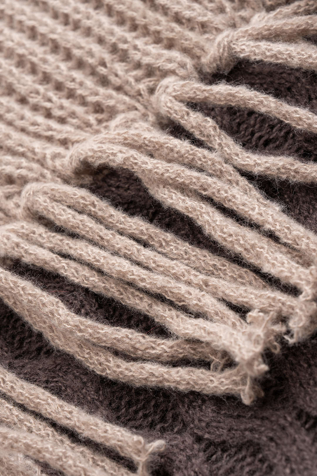 Franka Colour-Block Fringe Turtleneck Sweater by Vera Noir – detail view
