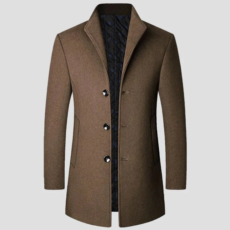 Men's Quilted Single-Breasted Coat – front view