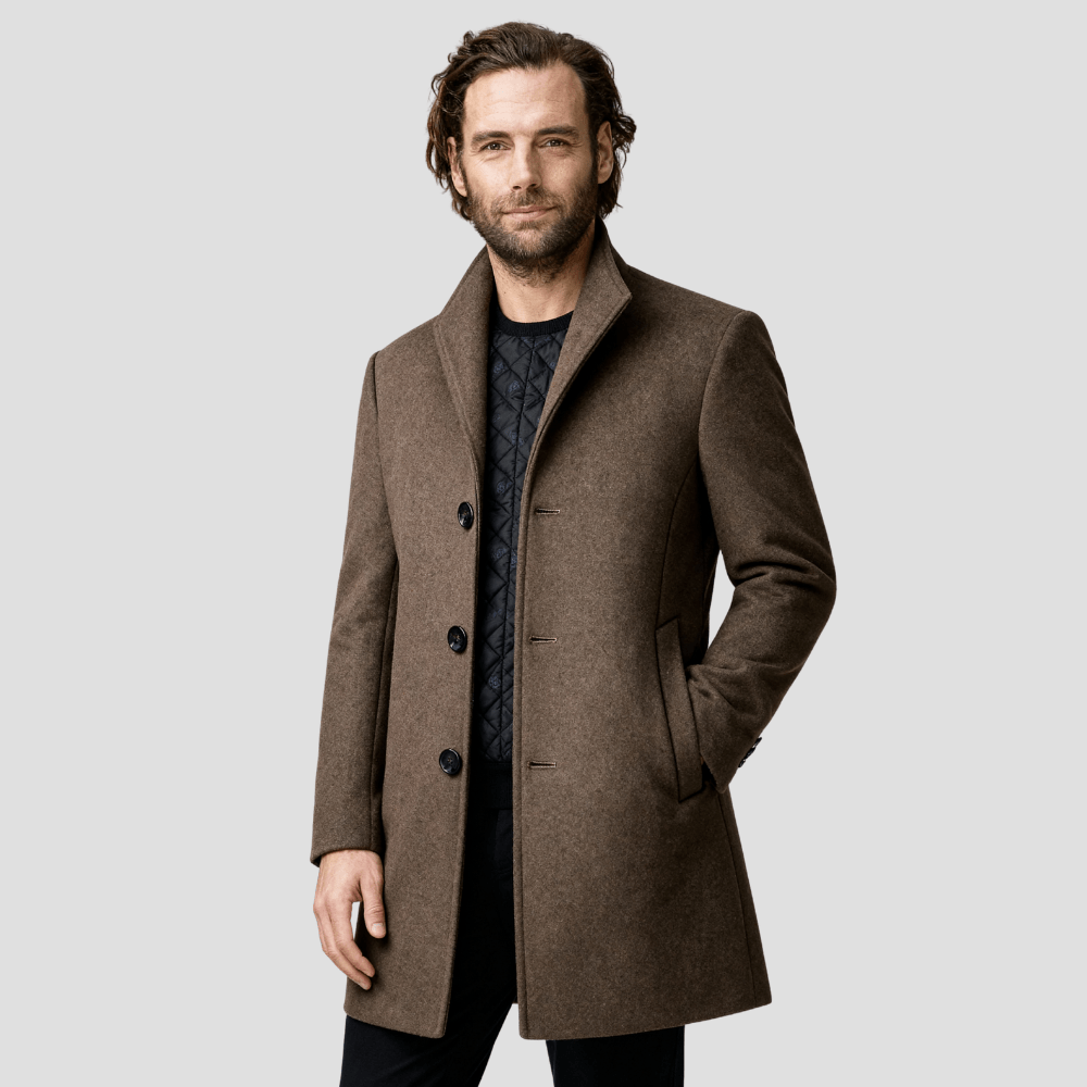 Men's Quilted Single-Breasted Coat – close-up
