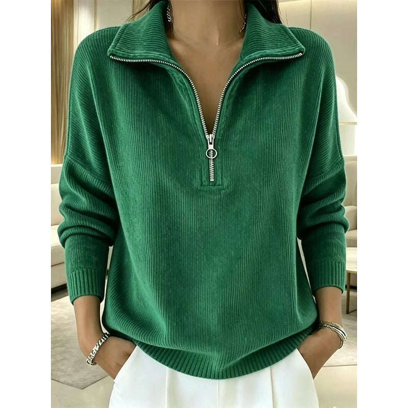 Georgette | Quarter-Zip Collared Pullover – front view