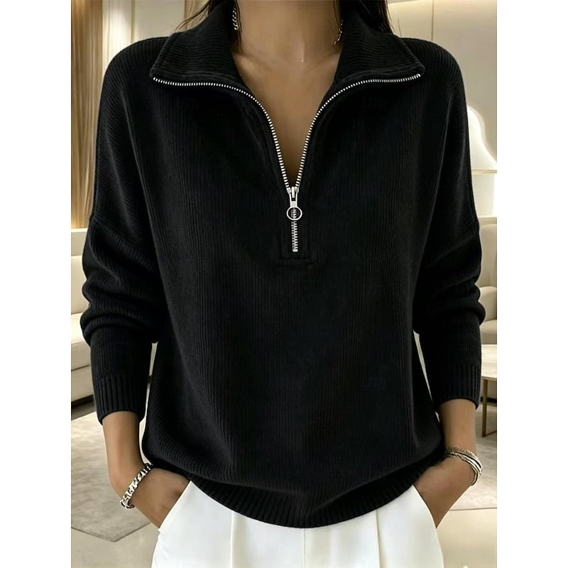 Georgette | Quarter-Zip Collared Pullover – front view