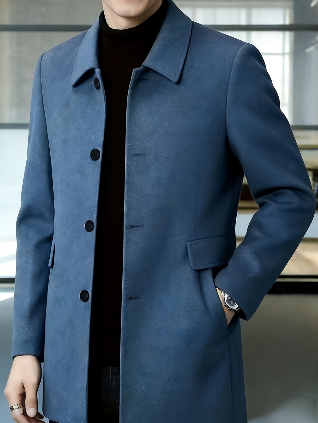 Gerard | Refined Single-Breasted Overcoat – styled view