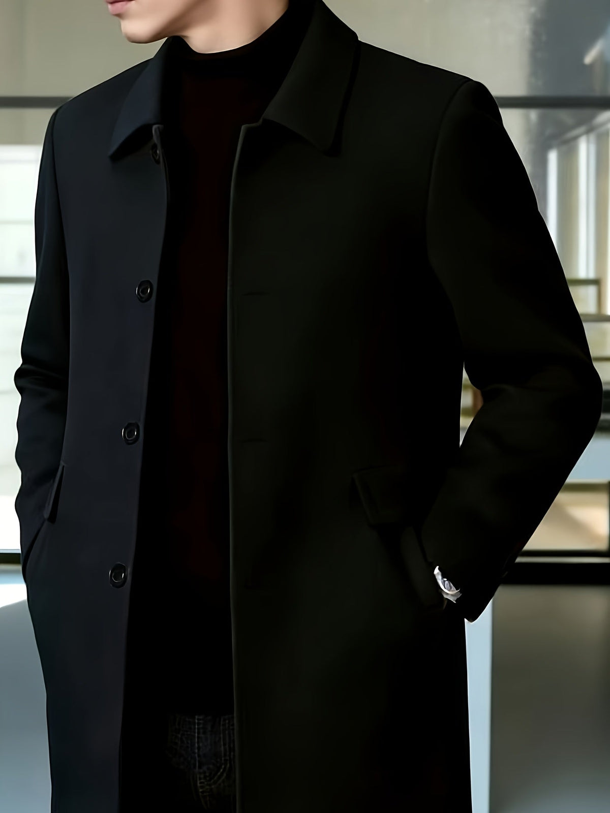 Gerard | Refined Single-Breasted Overcoat – side view
