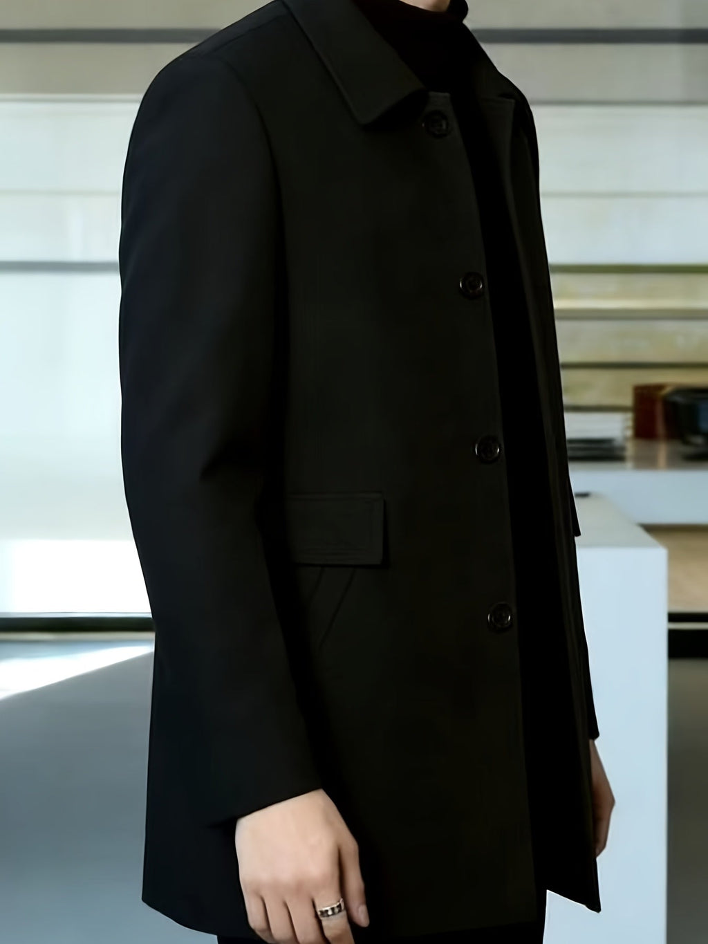 Gerard | Refined Single-Breasted Overcoat – side view
