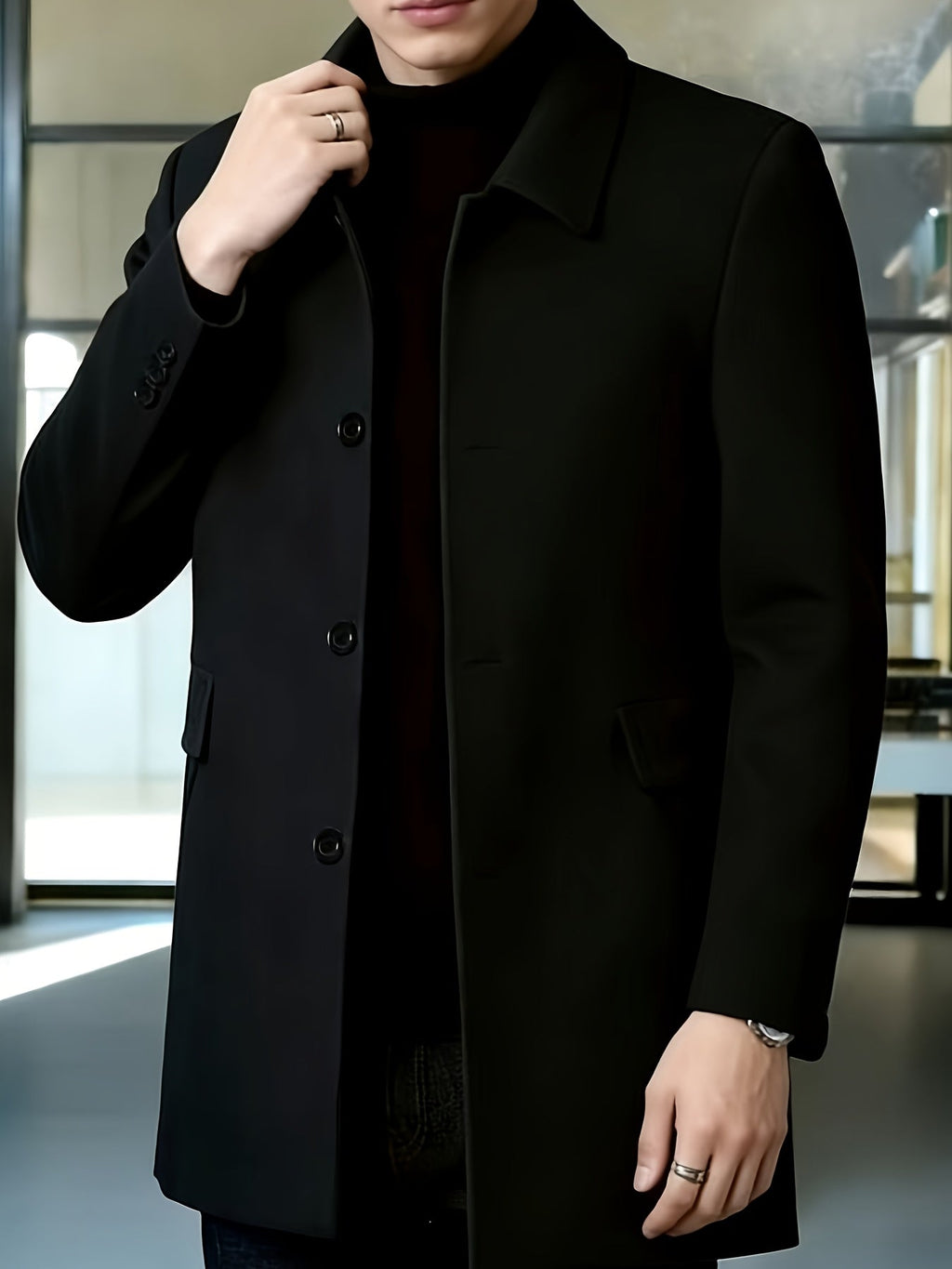 Gerard | Refined Single-Breasted Overcoat – styled view