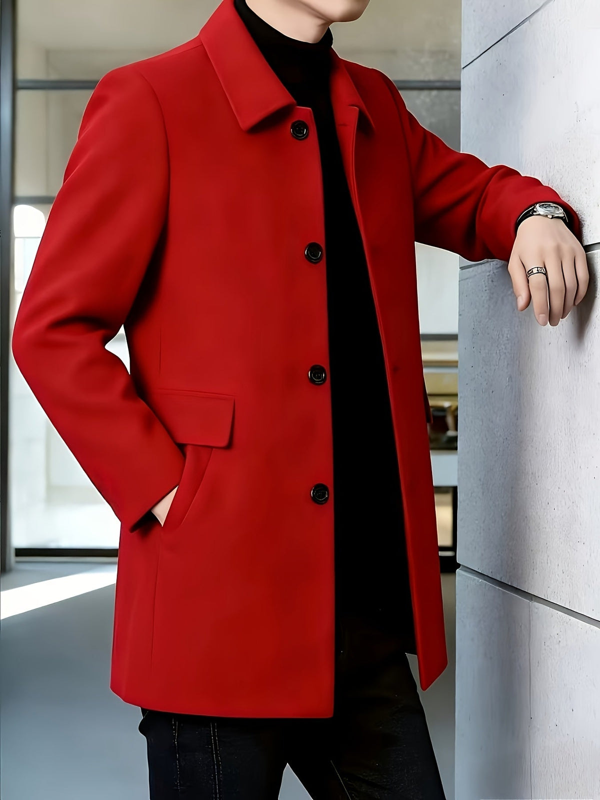 Gerard | Refined Single-Breasted Overcoat – styled view