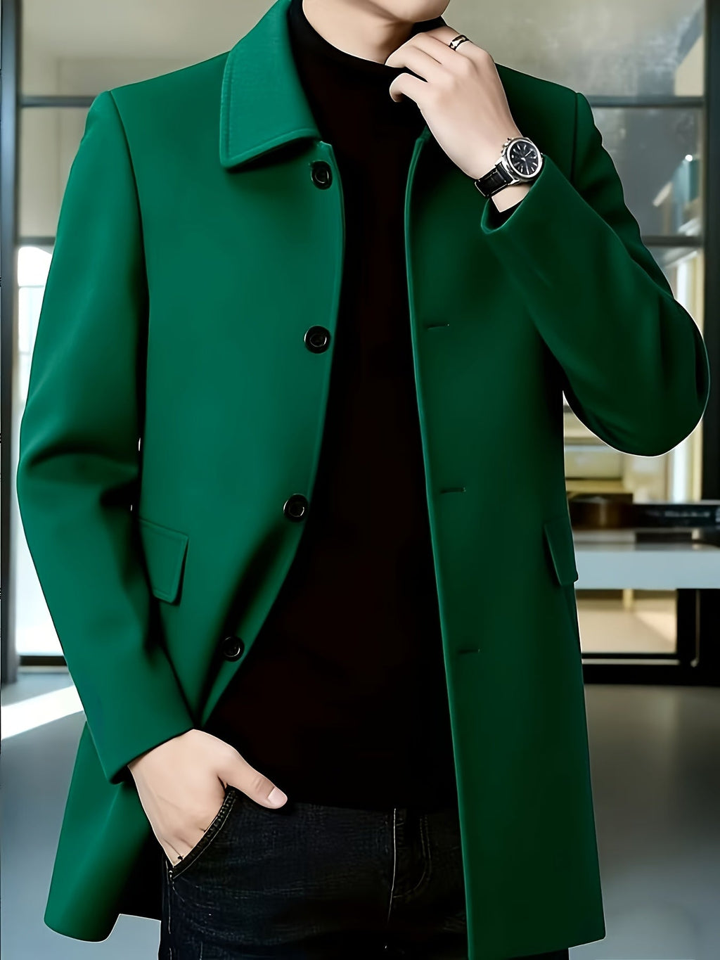 Gerard | Refined Single-Breasted Overcoat – detail view