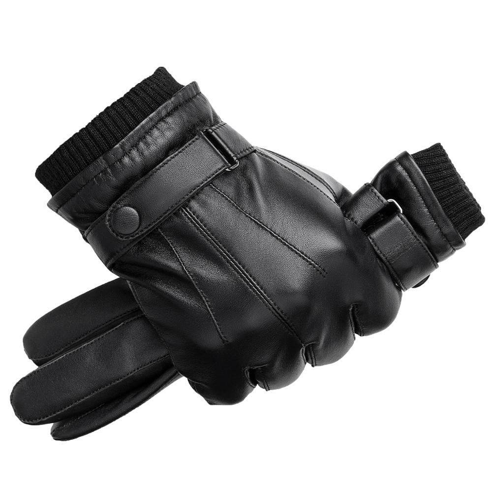 Gerry Men's Leather-Look Winter Gloves by Vera Noir – front view