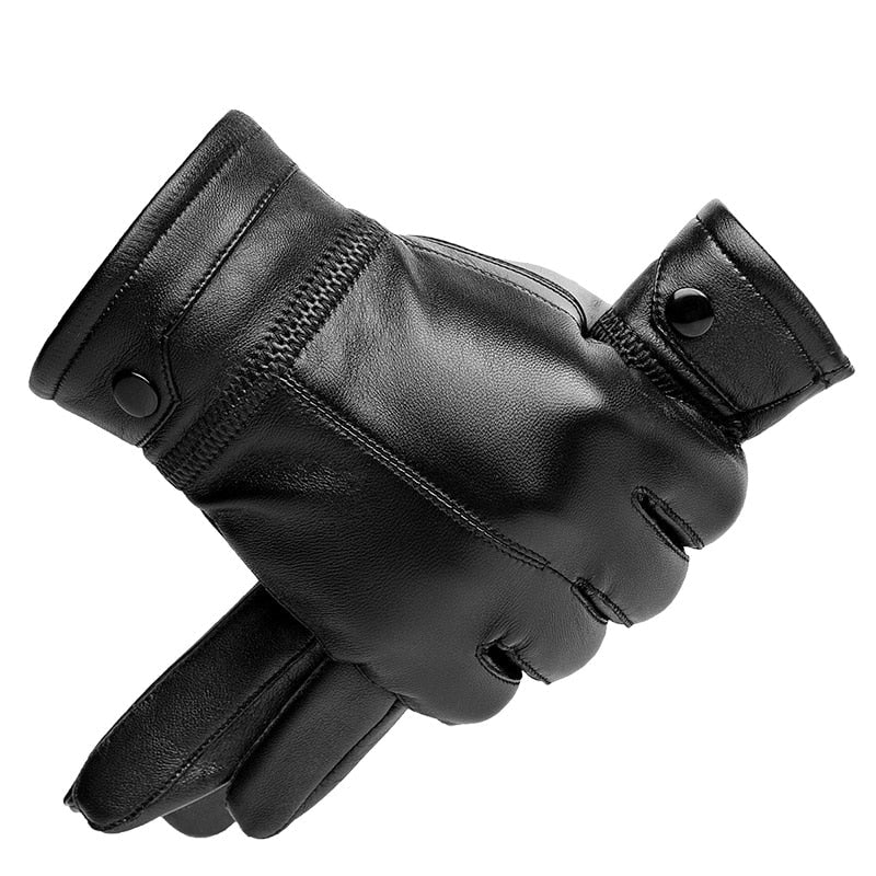 Gerry Men's Leather-Look Winter Gloves by Vera Noir – back view