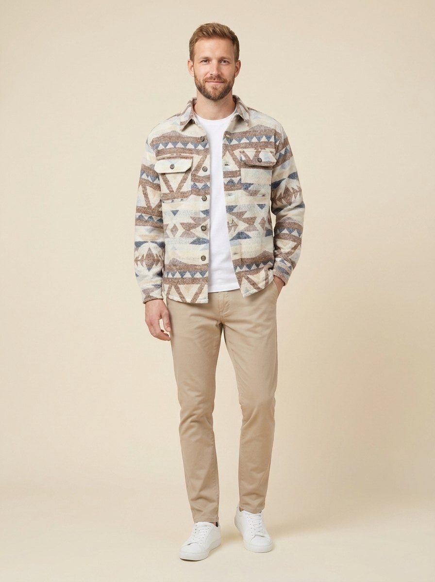 Gian aztec overshirt, wool blend