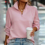 Gilliane | Ribbed Half-Zip Pullover – front view