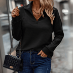 Gilliane | Ribbed Half-Zip Pullover – front view