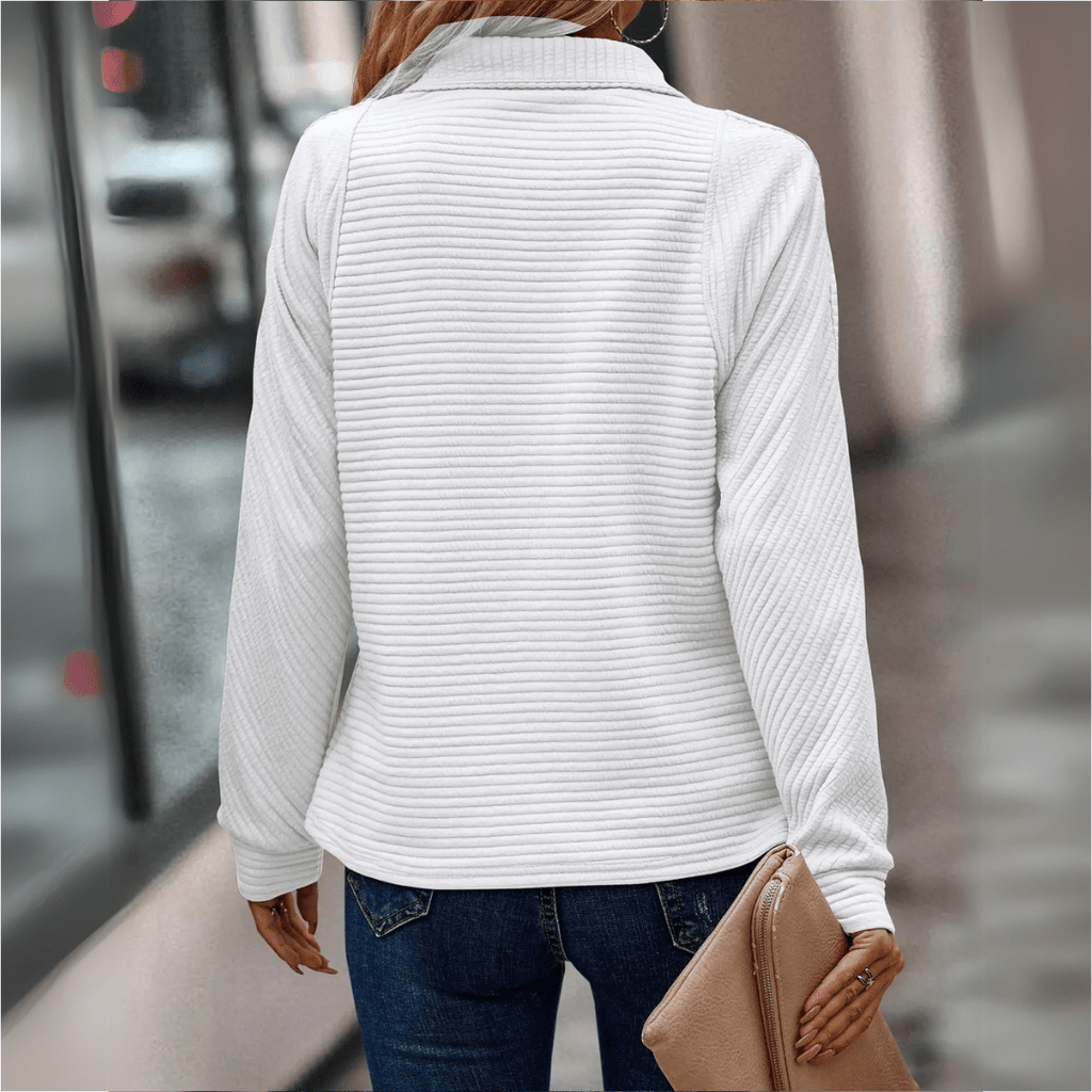Gilliane | Ribbed Half-Zip Pullover – back view