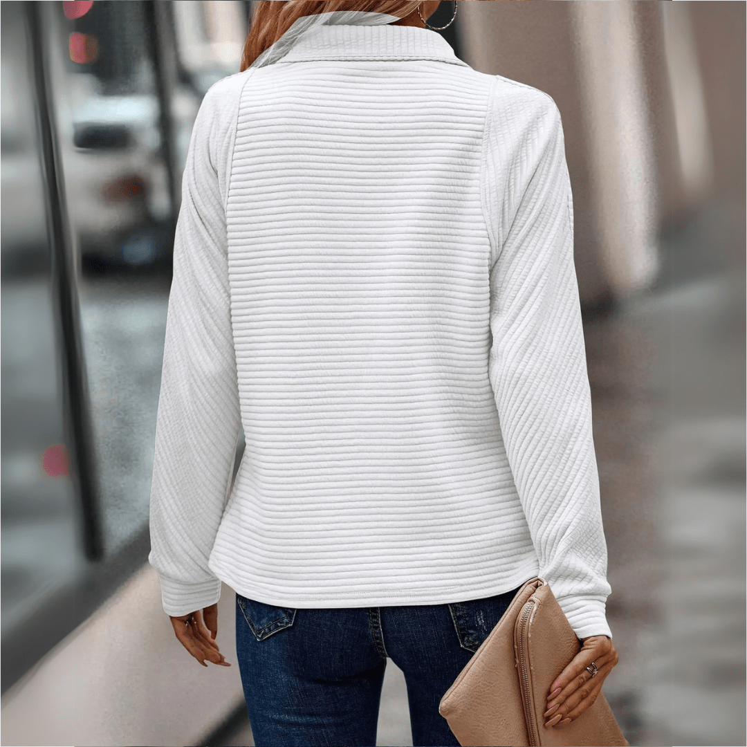Gilliane | Ribbed Half-Zip Pullover – back view
