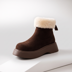 Gilly Faux Shearling Platform Ankle Boots in brown – front view