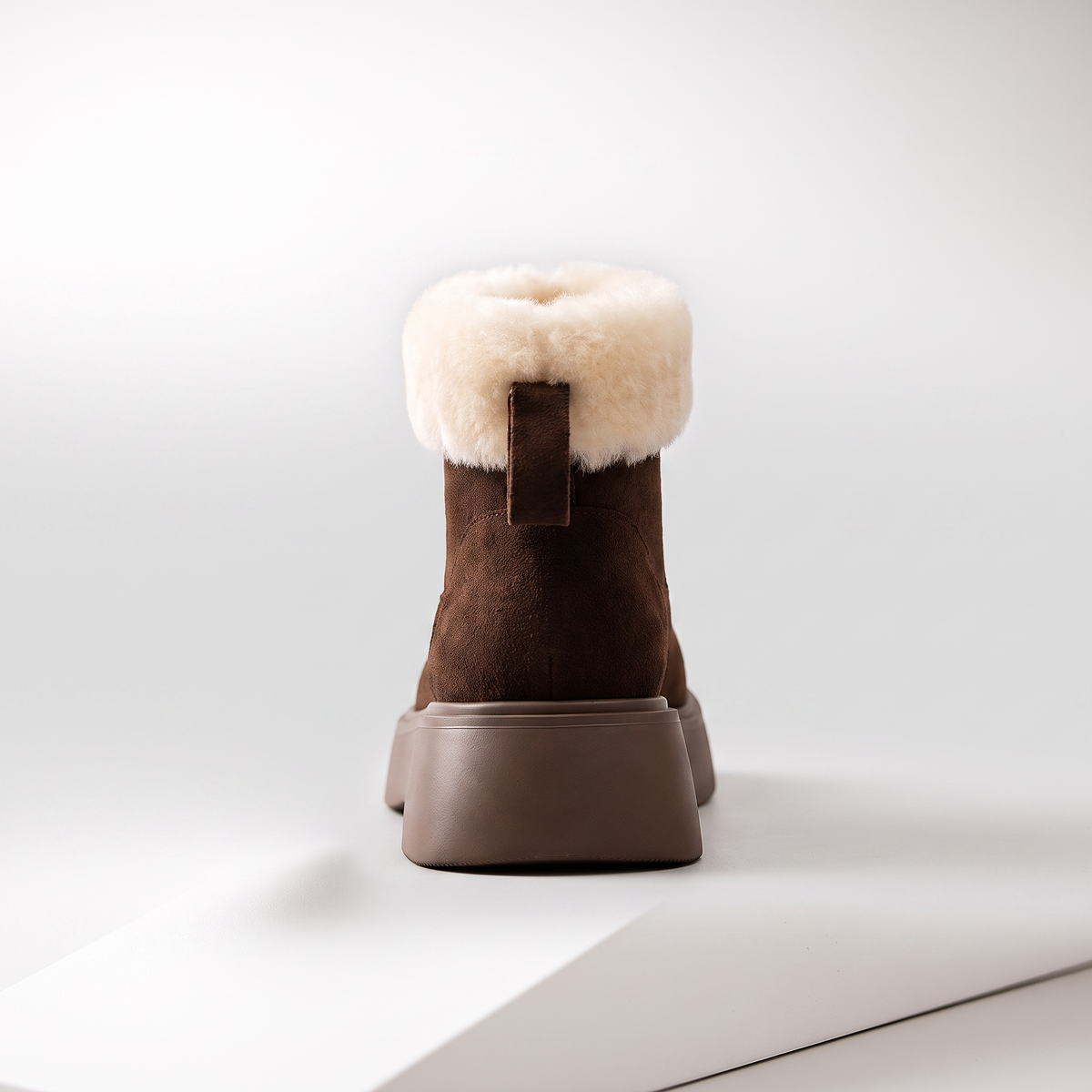 Gilly Faux Shearling Platform Ankle Boots – back view